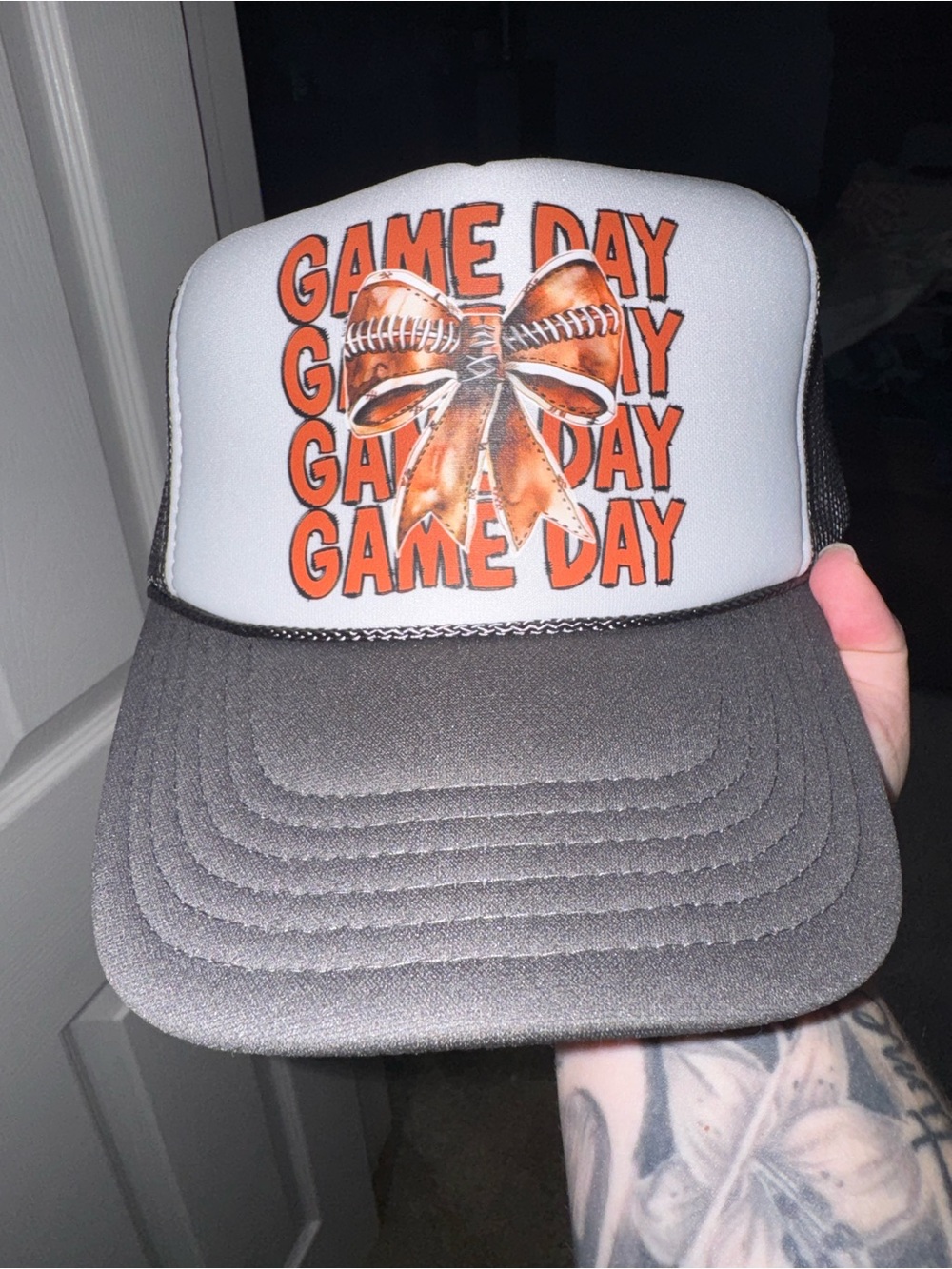 GAME DAY Orange Bow Trucker Hat